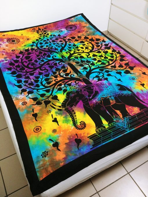 Tenture murale indienne elephant arbre de vie
