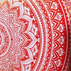Rideau tenture murale mandala rouge fleur de vie