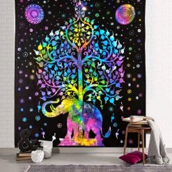 tapisserie murale elephant et arbre de vie