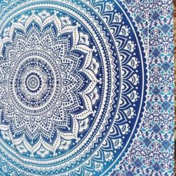 tenture murale mandala bleu
