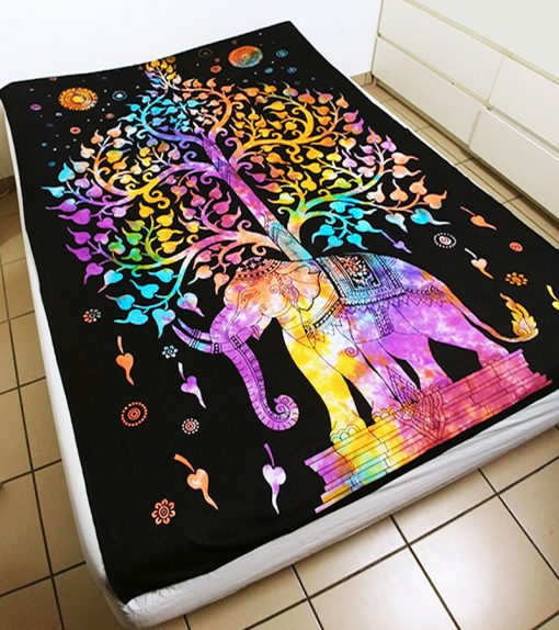 tenture murale indienne elephant multicolore