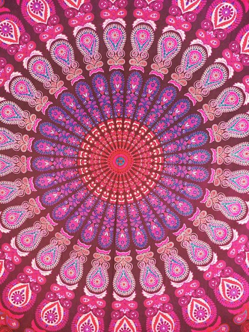 Tenture Murale Mandala Rose hippie pas cher