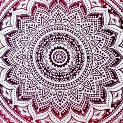Tenture Yoga Mandala Rouge Fleur de vie hippie et bohème