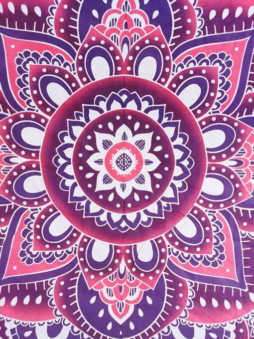 Tenture murale zen fleur de vie rose yoga