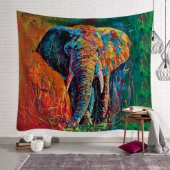 Tenture africaine éléphantaux couleurs hippies