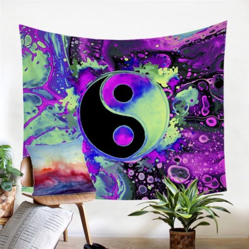 tenture psychedelique yin yang zen hippie