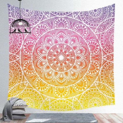 tenture murale mandala yoga rose