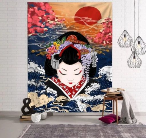 tenture murale japonaise geisha