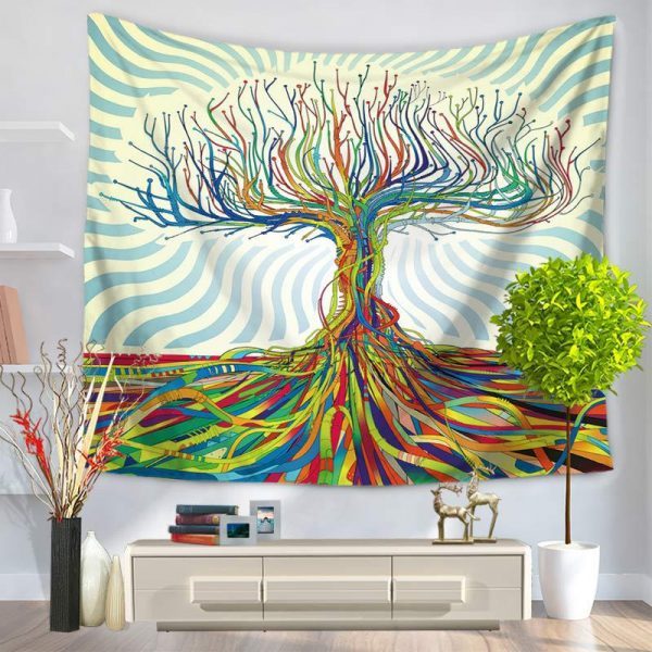 tenture murale arbre de vie colore