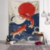 tenture murale japonaise poissons