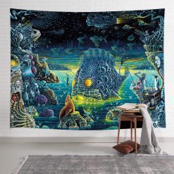 tenture murale psychedelique lumiere noire ocean
