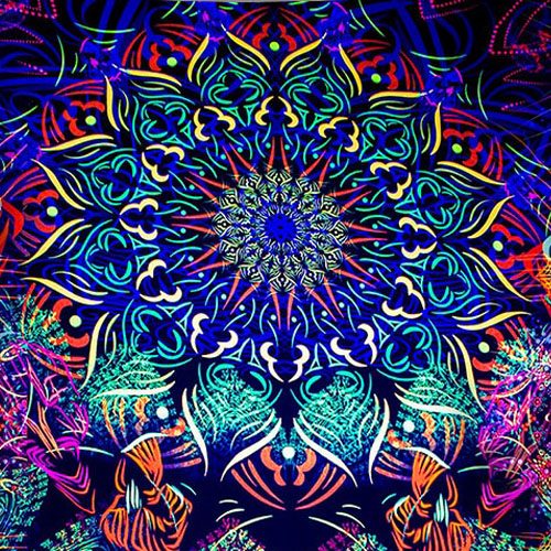 Tenture psychedelique lumiere noire uv Ozora