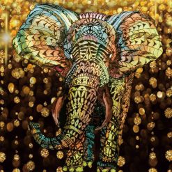 Tenture murale elephant 3d coloree