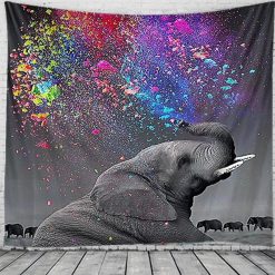 Tenture murale elephant holi festival