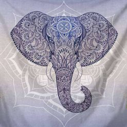 tenture elephant mandala lotus bleu