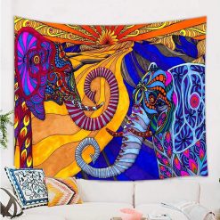 tenture elephant peinture psychedelique