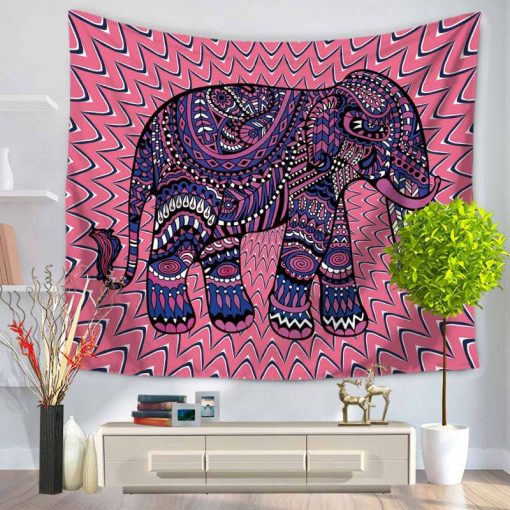 tenture elephant psychedelique rose
