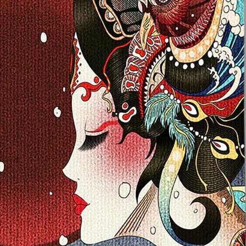 tenture murale asiatique vintage geisha japon