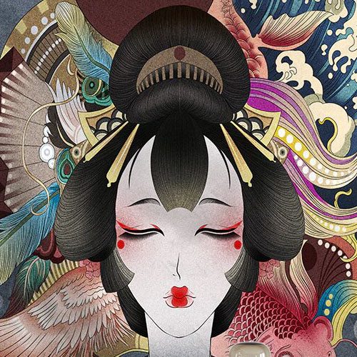 tenture murale japonaise geisha kyoto