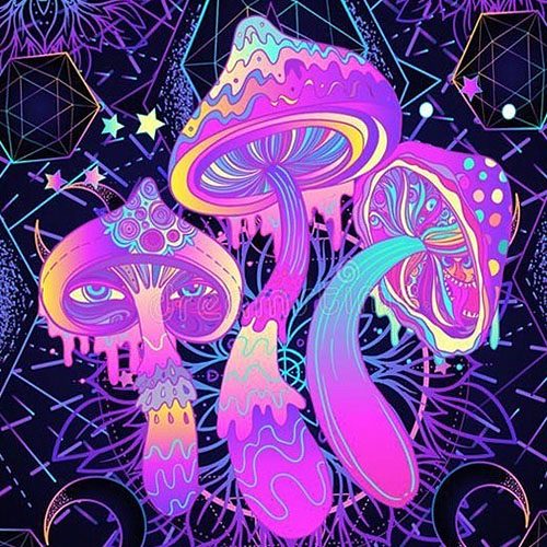 tenture psychedelique uv champignon hallucinogene